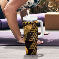 Humpback Whale Matariki New Zealand Tumbler With Handle NZ Maori Paikea Poutama Luxury Gold