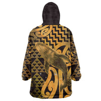 Humpback Whale Matariki New Zealand Wearable Blanket Hoodie NZ Maori Paikea Poutama Luxury Gold LT14 - Polynesian Pride