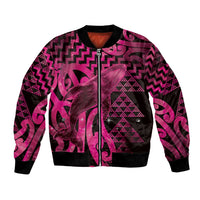 Humpback Whale Matariki New Zealand Bomber Jacket NZ Maori Paikea Poutama Luxury Pink