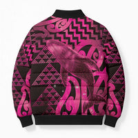 Humpback Whale Matariki New Zealand Bomber Puffer Jacket NZ Maori Paikea Poutama Luxury Pink
