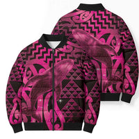 Humpback Whale Matariki New Zealand Bomber Puffer Jacket NZ Maori Paikea Poutama Luxury Pink