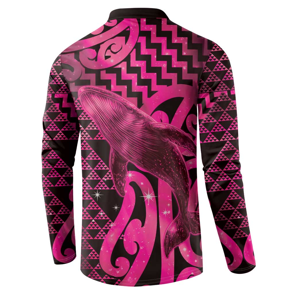Humpback Whale Matariki New Zealand Button Sweatshirt NZ Maori Paikea Poutama Luxury Pink