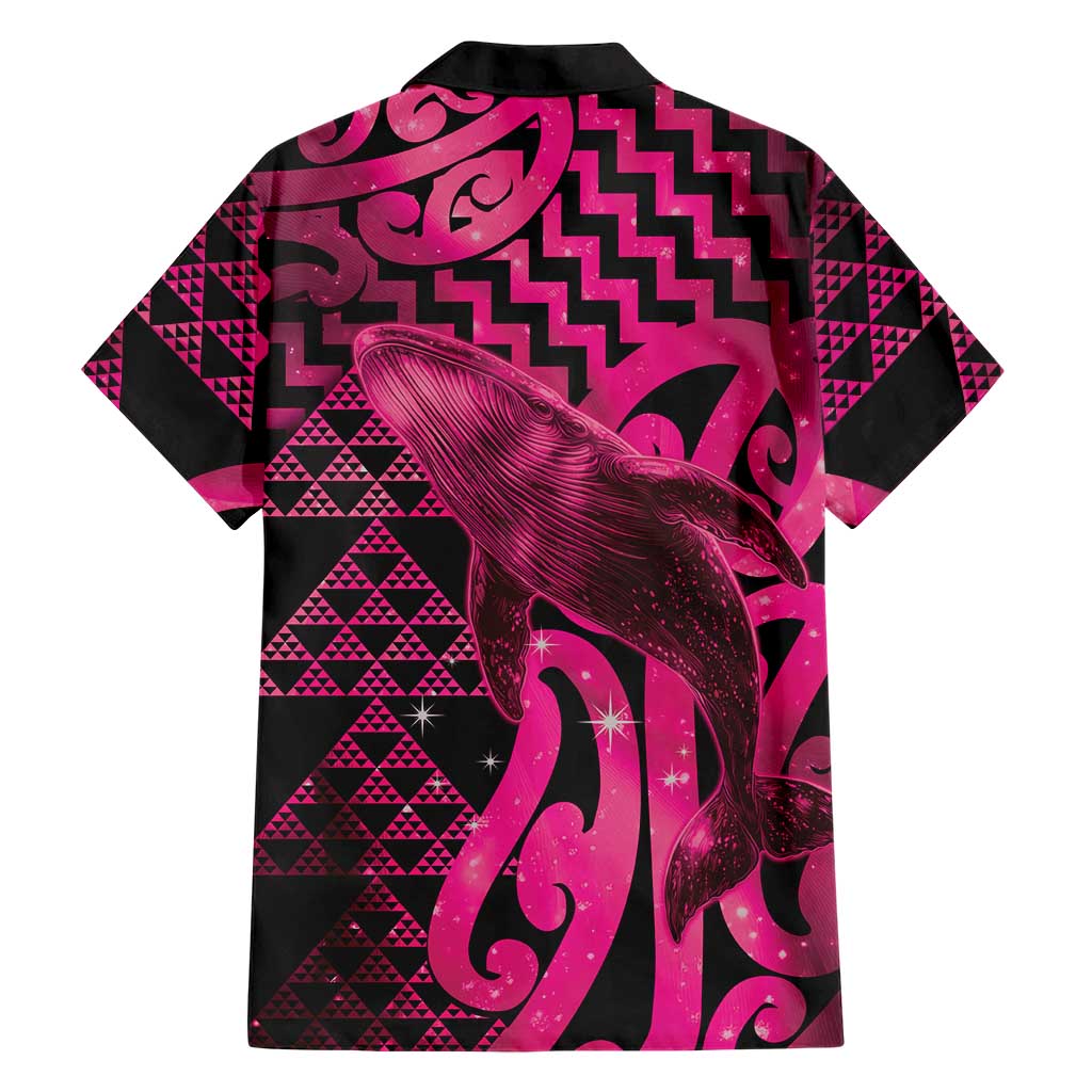 Humpback Whale Matariki New Zealand Family Matching Long Sleeve Bodycon Dress and Hawaiian Shirt NZ Maori Paikea Poutama Luxury Pink LT14 - Polynesian Pride