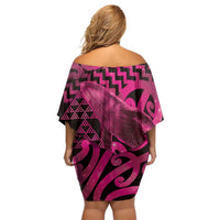 Humpback Whale Matariki New Zealand Family Matching Off Shoulder Short Dress and Hawaiian Shirt NZ Maori Paikea Poutama Luxury Pink LT14 - Polynesian Pride