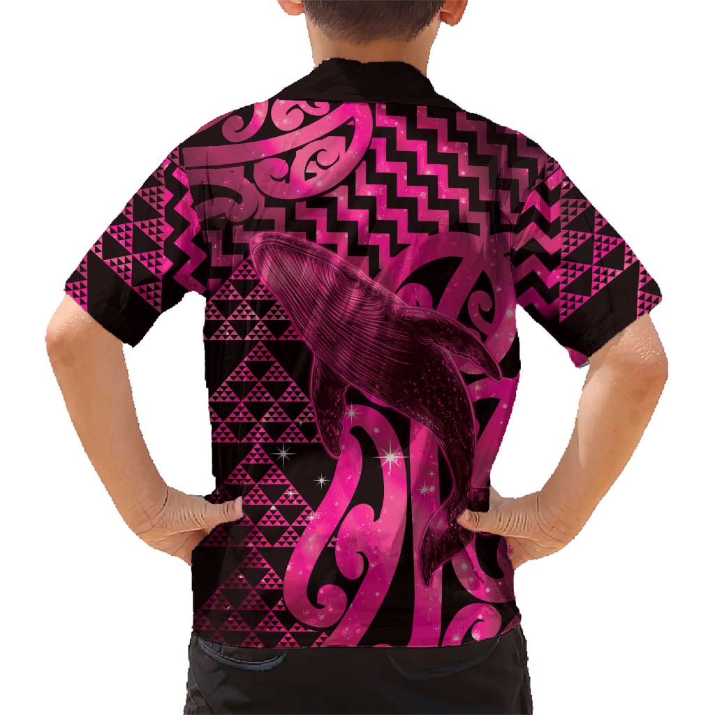 Humpback Whale Matariki New Zealand Family Matching Summer Maxi Dress and Hawaiian Shirt NZ Maori Paikea Poutama Luxury Pink LT14 - Polynesian Pride