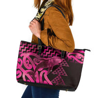 Humpback Whale Matariki New Zealand Leather Tote Bag NZ Maori Paikea Poutama Luxury Pink LT14 Pink - Polynesian Pride