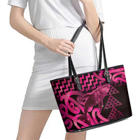 Humpback Whale Matariki New Zealand Leather Tote Bag NZ Maori Paikea Poutama Luxury Pink LT14 - Polynesian Pride