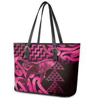 Humpback Whale Matariki New Zealand Leather Tote Bag NZ Maori Paikea Poutama Luxury Pink LT14 - Polynesian Pride