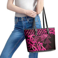 Humpback Whale Matariki New Zealand Leather Tote Bag NZ Maori Paikea Poutama Luxury Pink LT14 - Polynesian Pride