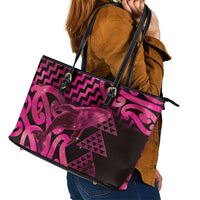 Humpback Whale Matariki New Zealand Leather Tote Bag NZ Maori Paikea Poutama Luxury Pink LT14 - Polynesian Pride
