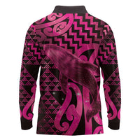 Humpback Whale Matariki New Zealand Long Sleeve Polo Shirt NZ Maori Paikea Poutama Luxury Pink LT14 - Polynesian Pride