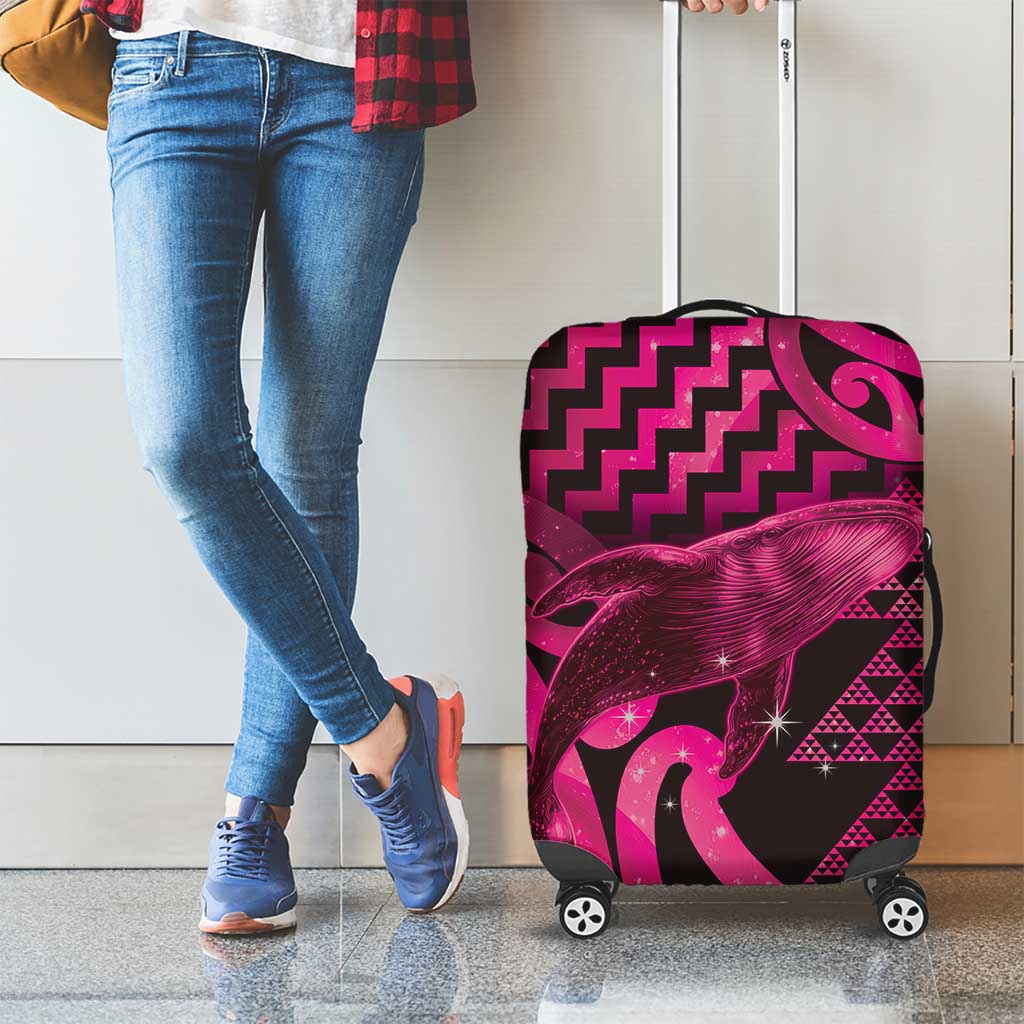 Humpback Whale Matariki New Zealand Luggage Cover NZ Maori Paikea Poutama Luxury Pink