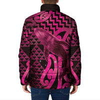 Humpback Whale Matariki New Zealand Padded Jacket NZ Maori Paikea Poutama Luxury Pink