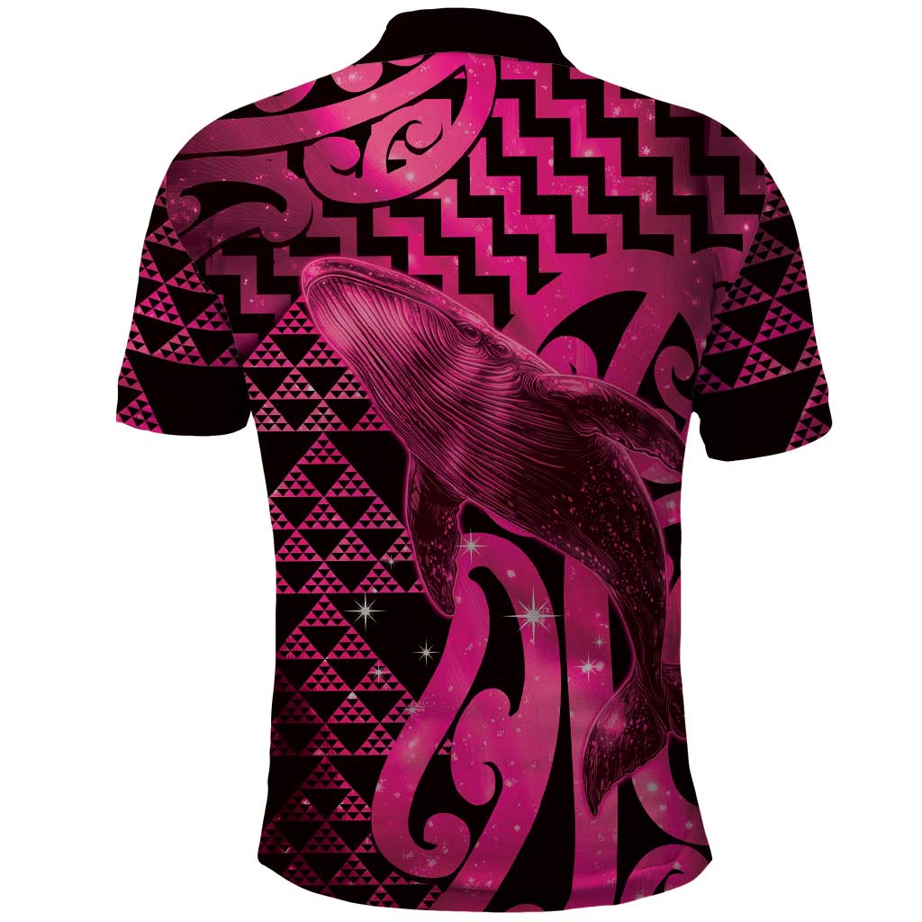 Humpback Whale Matariki New Zealand Polo Shirt NZ Maori Paikea Poutama Luxury Pink