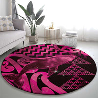 Humpback Whale Matariki New Zealand Round Carpet NZ Maori Paikea Poutama Luxury Pink