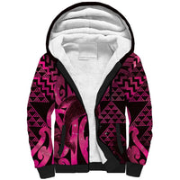 Humpback Whale Matariki New Zealand Sherpa Hoodie NZ Maori Paikea Poutama Luxury Pink LT14 Unisex Pink - Polynesian Pride