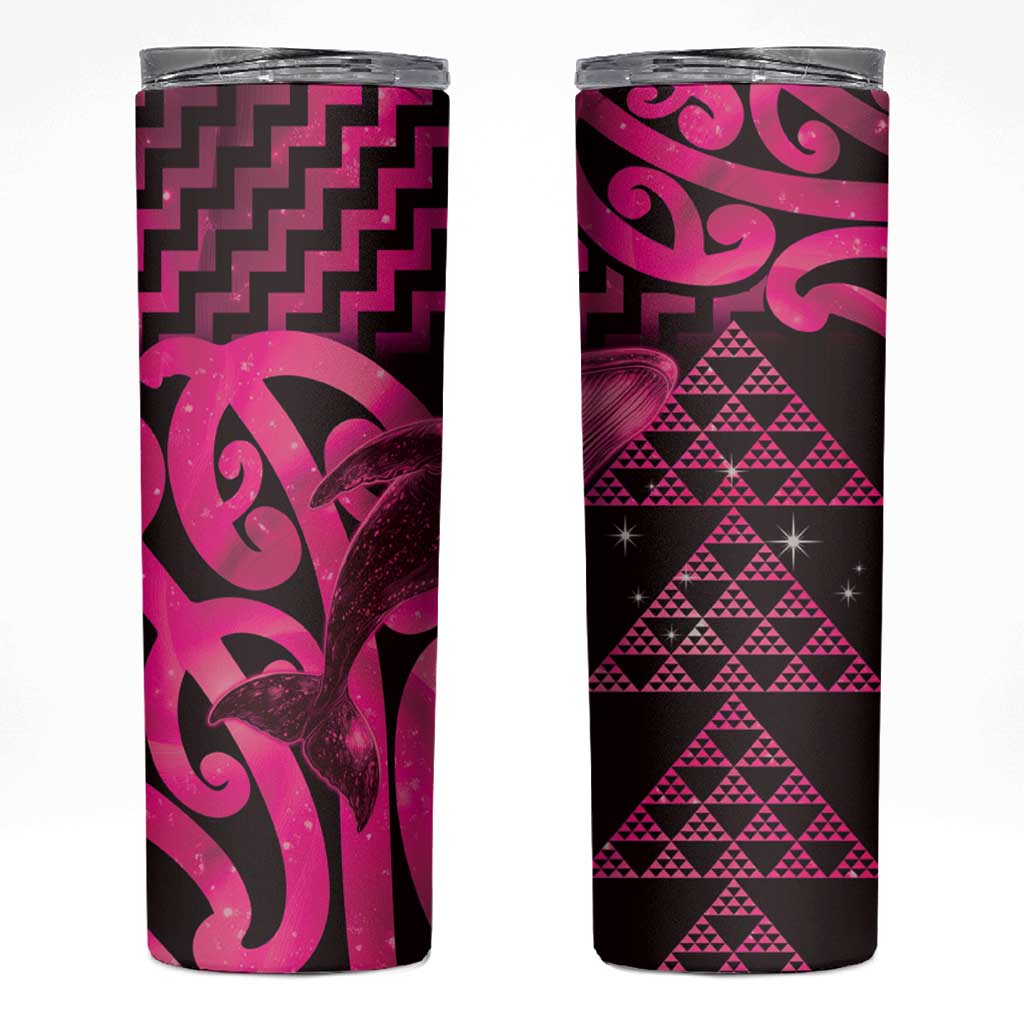 Humpback Whale Matariki New Zealand Skinny Tumbler NZ Maori Paikea Poutama Luxury Pink LT14 Pink - Polynesian Pride