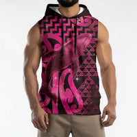 Humpback Whale Matariki New Zealand Sleeveless Hoodie NZ Maori Paikea Poutama Luxury Pink LT14 - Polynesian Pride