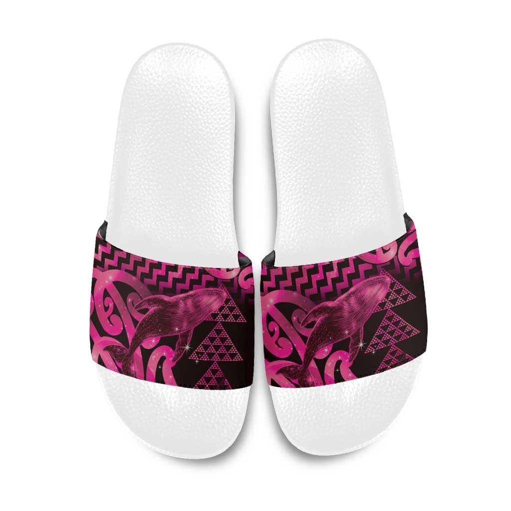 Humpback Whale Matariki New Zealand Slide Sandals NZ Maori Paikea Poutama Luxury Pink