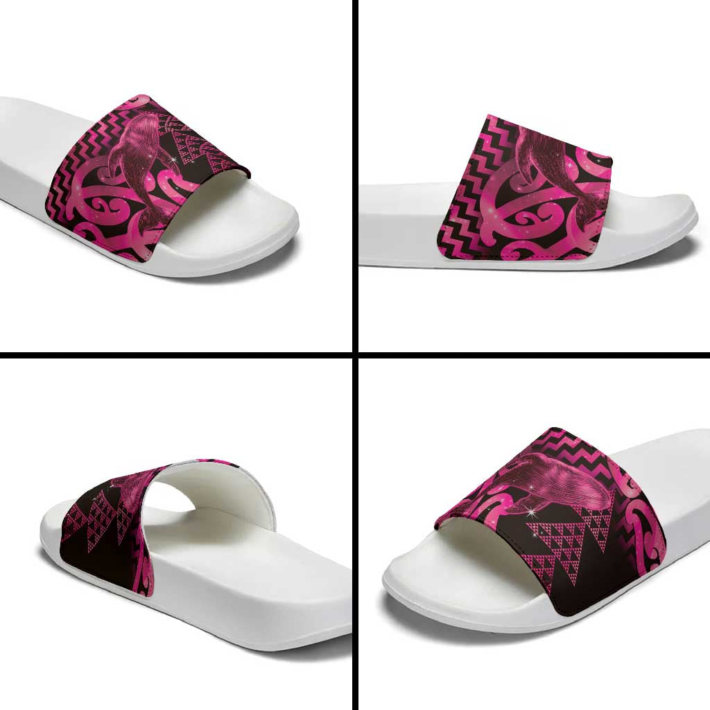 Humpback Whale Matariki New Zealand Slide Sandals NZ Maori Paikea Poutama Luxury Pink
