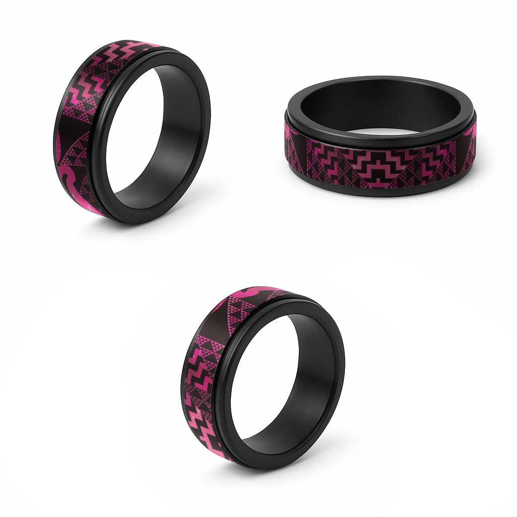 Humpback Whale Matariki New Zealand Spinner Ring NZ Maori Paikea Poutama Luxury Pink