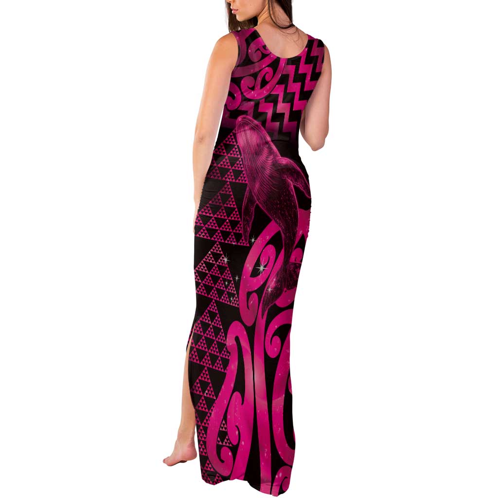 Humpback Whale Matariki New Zealand Tank Maxi Dress NZ Maori Paikea Poutama Luxury Pink