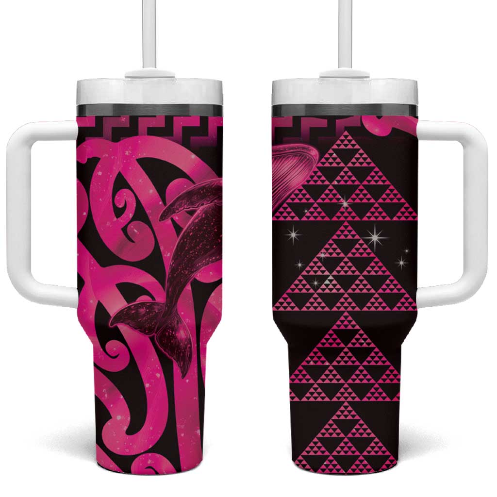 Humpback Whale Matariki New Zealand Tumbler With Handle NZ Maori Paikea Poutama Luxury Pink