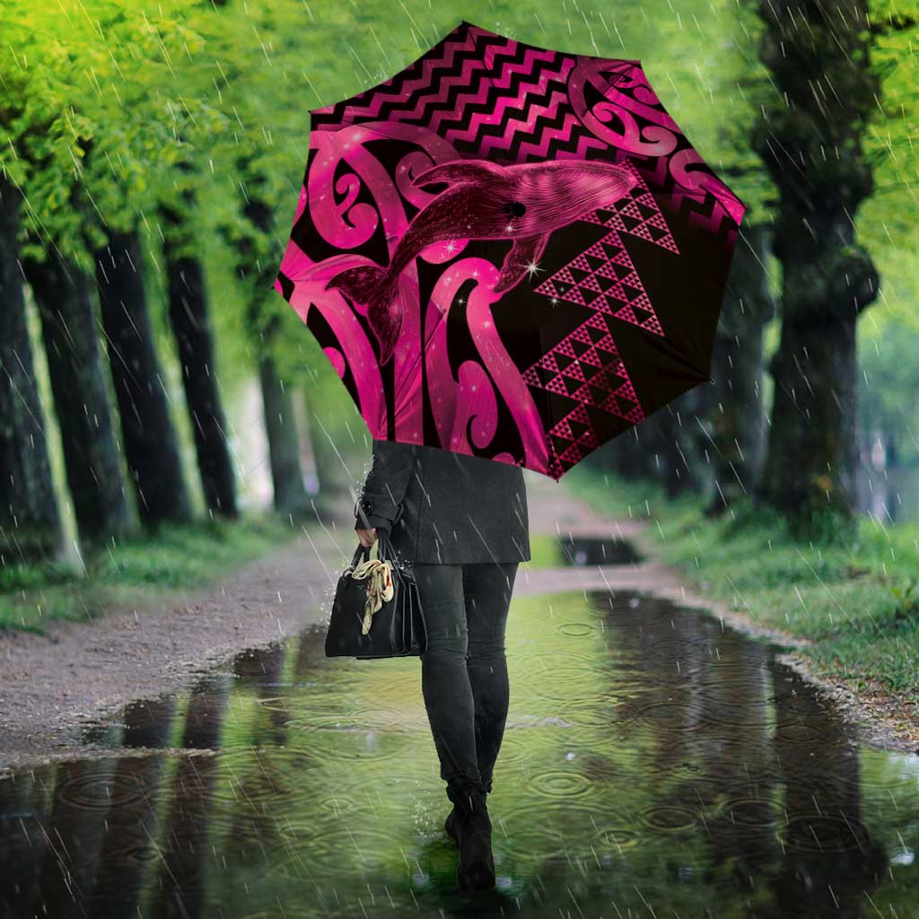 Humpback Whale Matariki New Zealand Umbrella NZ Maori Paikea Poutama Luxury Pink