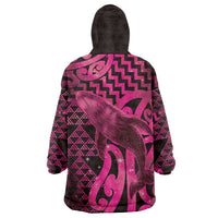 Humpback Whale Matariki New Zealand Wearable Blanket Hoodie NZ Maori Paikea Poutama Luxury Pink LT14 - Polynesian Pride