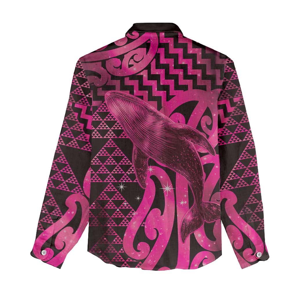 Humpback Whale Matariki New Zealand Women Casual Shirt NZ Maori Paikea Poutama Luxury Pink LT14 - Polynesian Pride
