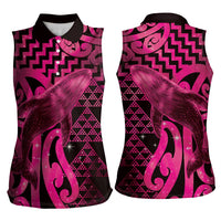 Humpback Whale Matariki New Zealand Women Sleeveless Polo Shirt NZ Maori Paikea Poutama Luxury Pink LT14 - Polynesian Pride