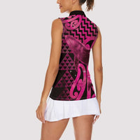 Humpback Whale Matariki New Zealand Women Sleeveless Polo Shirt NZ Maori Paikea Poutama Luxury Pink LT14 - Polynesian Pride