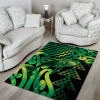 Humpback Whale Matariki New Zealand Area Rug NZ Maori Paikea Poutama Luxury Green