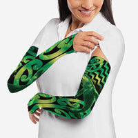 Humpback Whale Matariki New Zealand Arm Sleeves NZ Maori Paikea Poutama Luxury Green