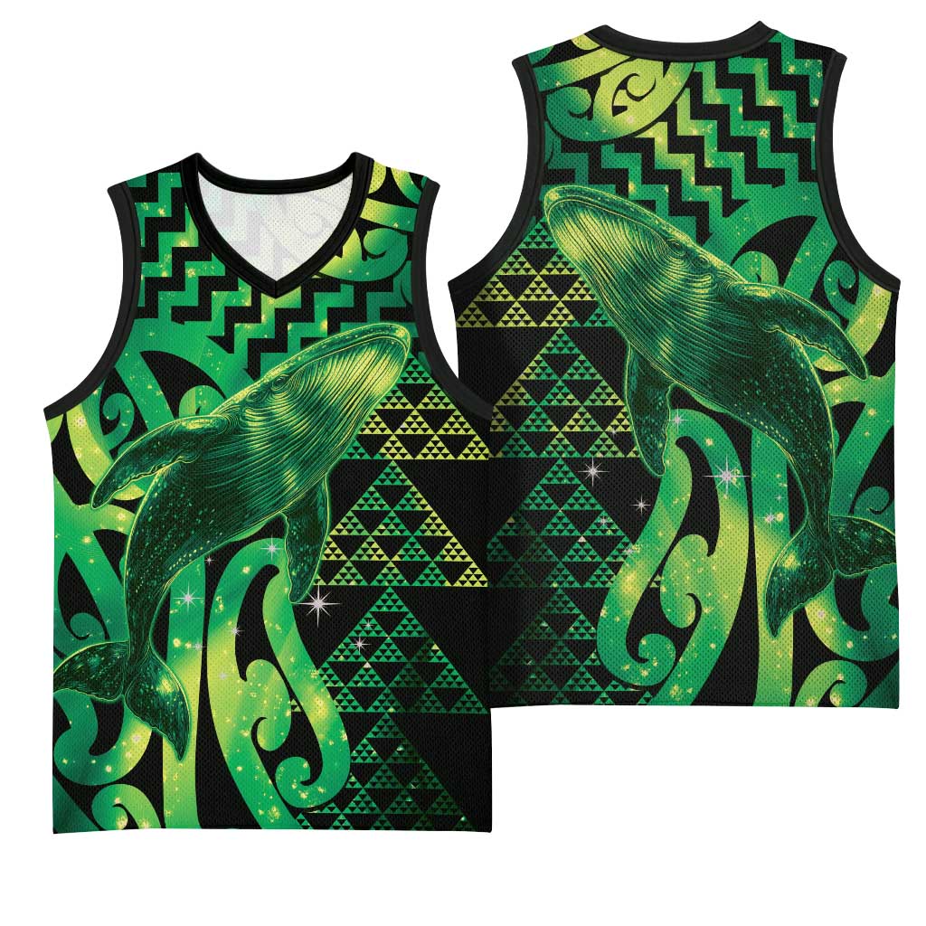 Humpback Whale Matariki New Zealand Basketball Jersey NZ Maori Paikea Poutama Luxury Green