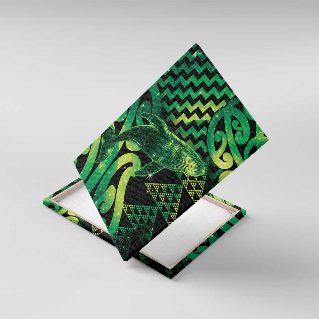 Humpback Whale Matariki New Zealand Canvas Wall Art NZ Maori Paikea Poutama Luxury Green