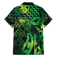 Humpback Whale Matariki New Zealand Family Matching Off Shoulder Maxi Dress and Hawaiian Shirt NZ Maori Paikea Poutama Luxury Green LT14 - Polynesian Pride