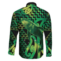 Humpback Whale Matariki New Zealand Family Matching Off Shoulder Maxi Dress and Hawaiian Shirt NZ Maori Paikea Poutama Luxury Green LT14 - Polynesian Pride