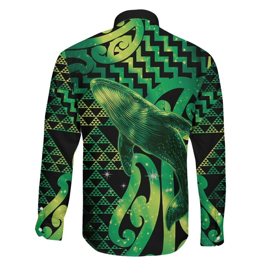 Humpback Whale Matariki New Zealand Family Matching Off Shoulder Short Dress and Hawaiian Shirt NZ Maori Paikea Poutama Luxury Green LT14 - Polynesian Pride