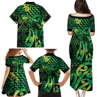 Humpback Whale Matariki New Zealand Family Matching Puletasi and Hawaiian Shirt NZ Maori Paikea Poutama Luxury Green LT14 - Polynesian Pride