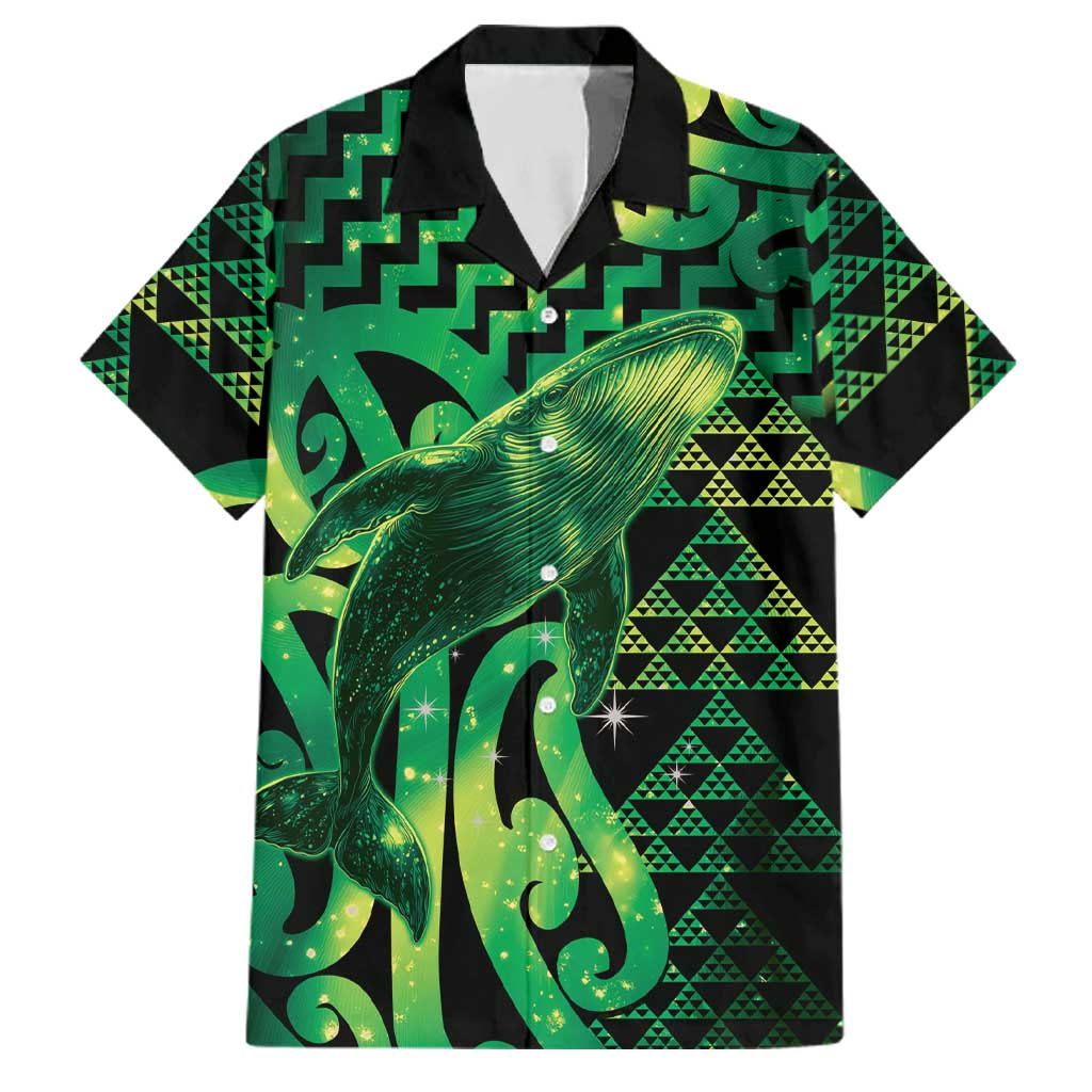 Humpback Whale Matariki New Zealand Family Matching Summer Maxi Dress and Hawaiian Shirt NZ Maori Paikea Poutama Luxury Green LT14 Dad's Shirt - Short Sleeve Green - Polynesian Pride