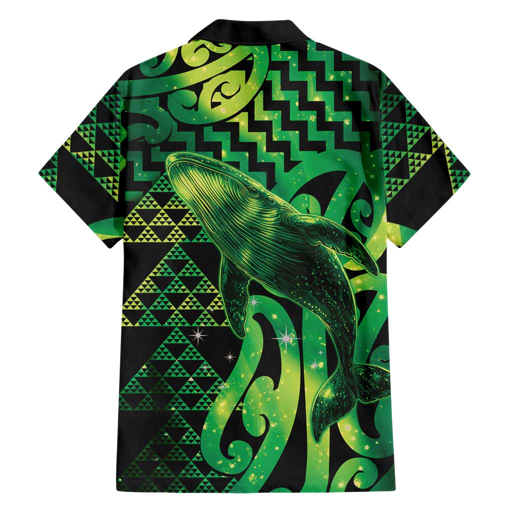 Humpback Whale Matariki New Zealand Hawaiian Shirt NZ Maori Paikea Poutama Luxury Green