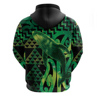 Humpback Whale Matariki New Zealand Hoodie NZ Maori Paikea Poutama Luxury Green