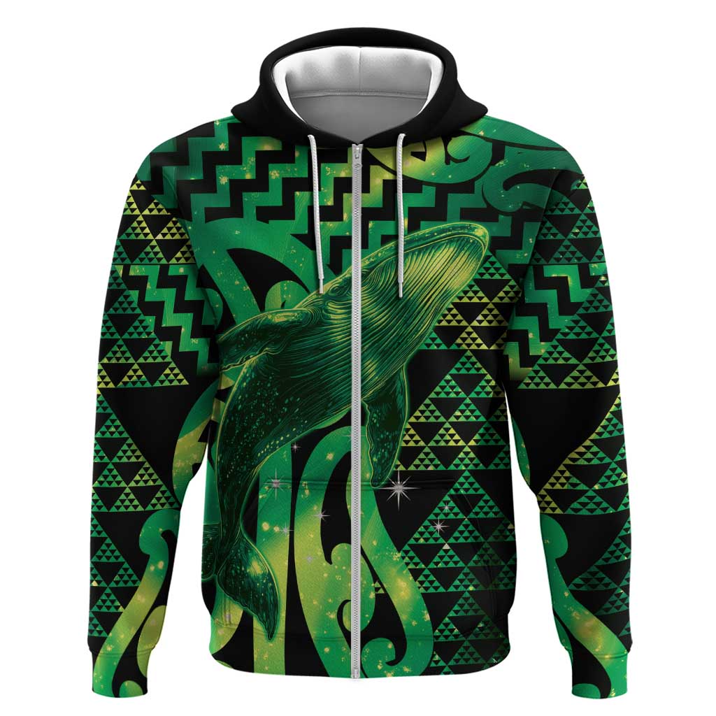 Humpback Whale Matariki New Zealand Hoodie NZ Maori Paikea Poutama Luxury Green