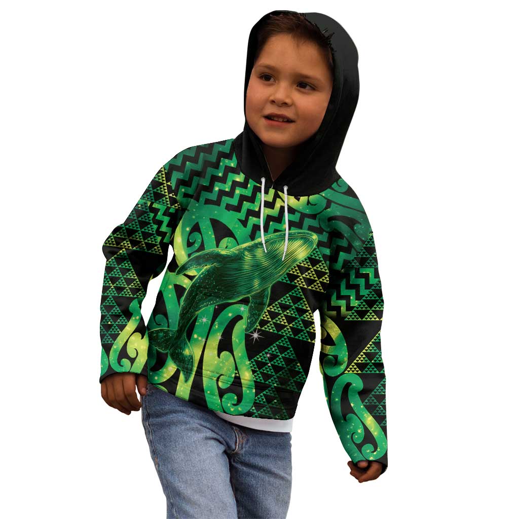 Humpback Whale Matariki New Zealand Kid Hoodie NZ Maori Paikea Poutama Luxury Green