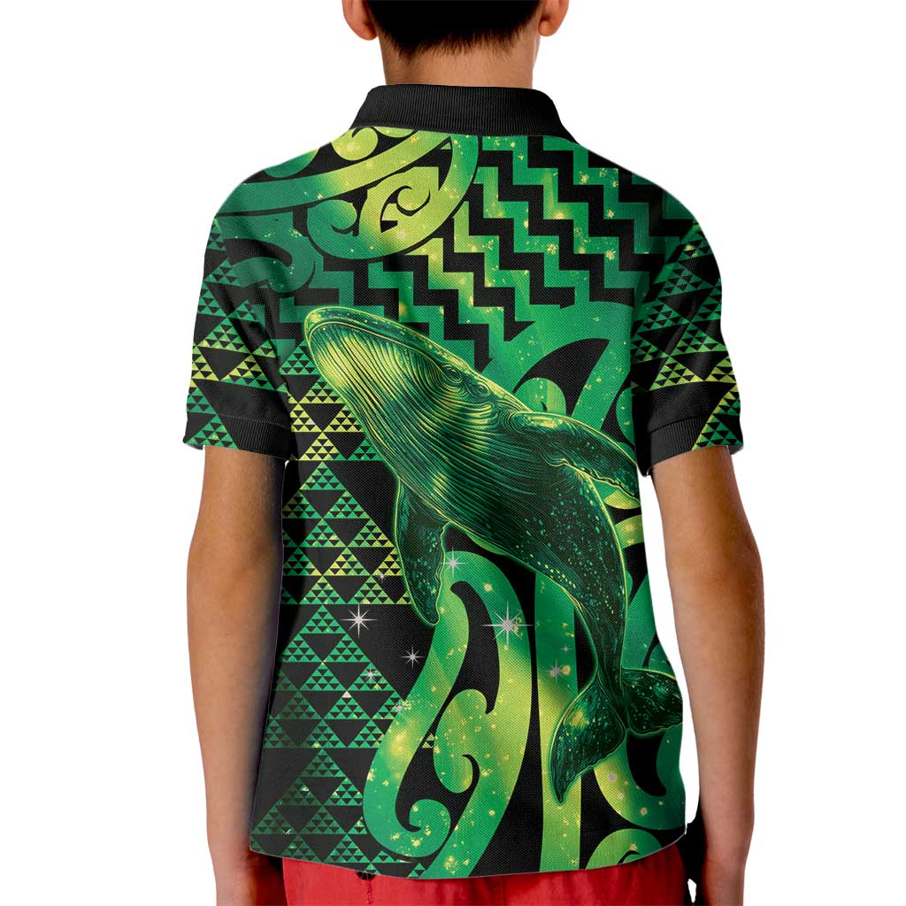 Humpback Whale Matariki New Zealand Kid Polo Shirt NZ Maori Paikea Poutama Luxury Green