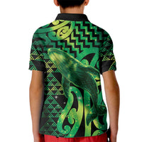 Humpback Whale Matariki New Zealand Kid Polo Shirt NZ Maori Paikea Poutama Luxury Green