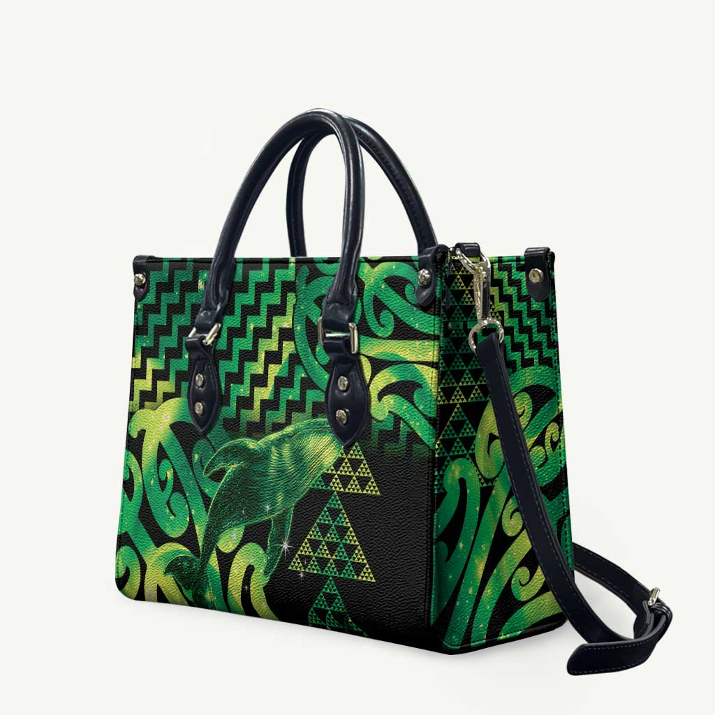 Humpback Whale Matariki New Zealand Leather Bag NZ Maori Paikea Poutama Luxury Green
