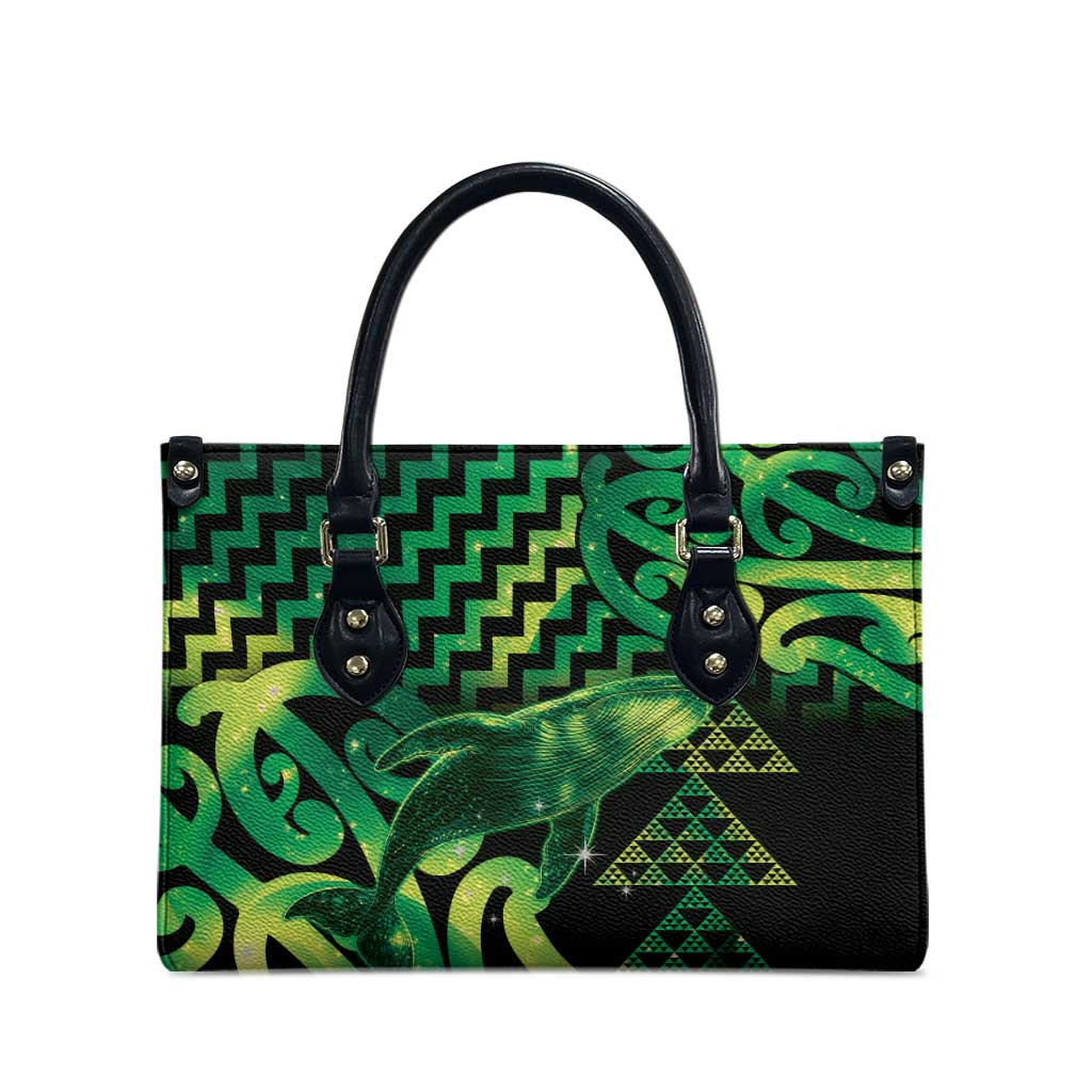 Humpback Whale Matariki New Zealand Leather Bag NZ Maori Paikea Poutama Luxury Green
