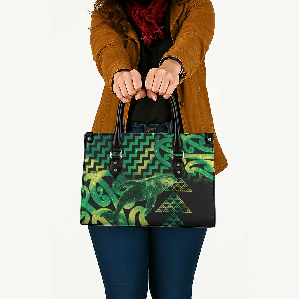 Humpback Whale Matariki New Zealand Leather Bag NZ Maori Paikea Poutama Luxury Green
